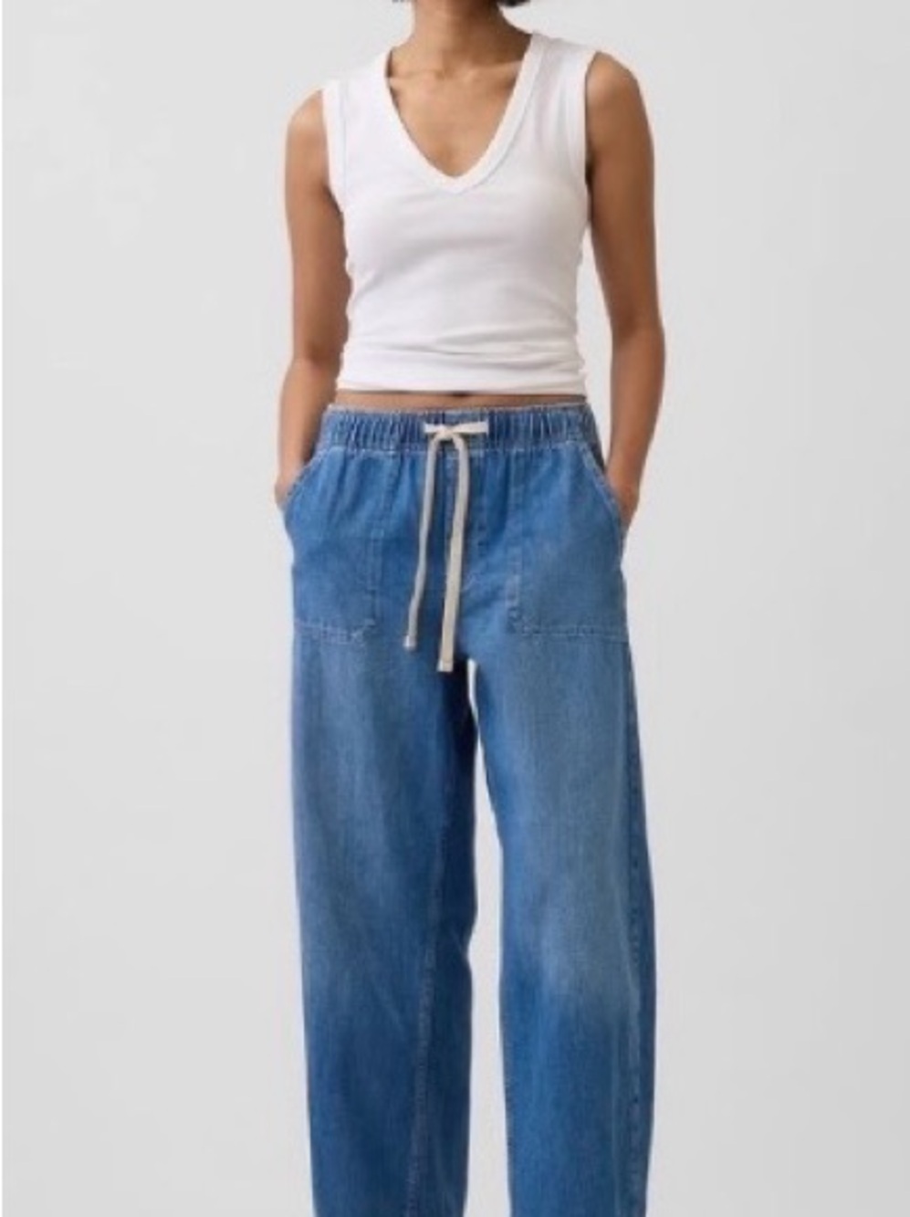 GAP Blue Drawstring Barrel Jeans